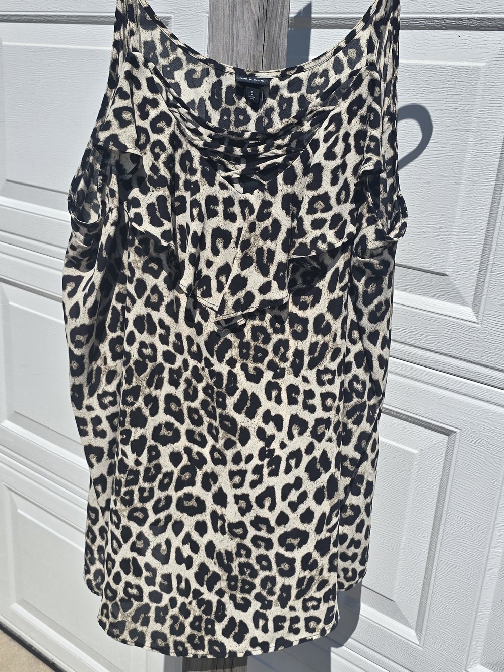 torrid Black and Cream Leopard Ruffle Cami